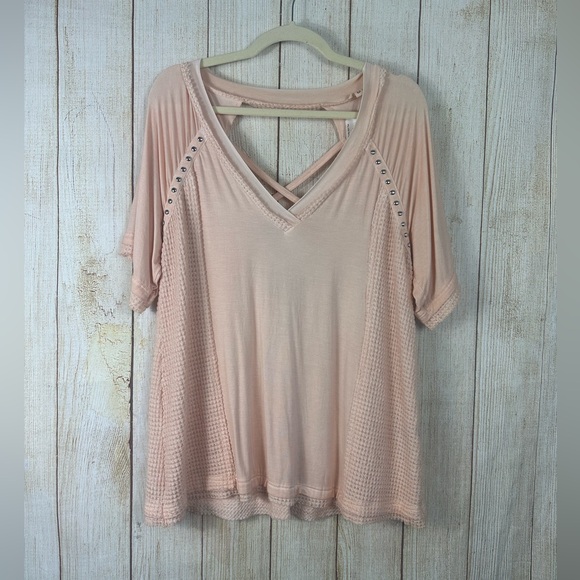 POL Studded Strappy Back Waffle Mixed Knit Top - Picture 4 of 10